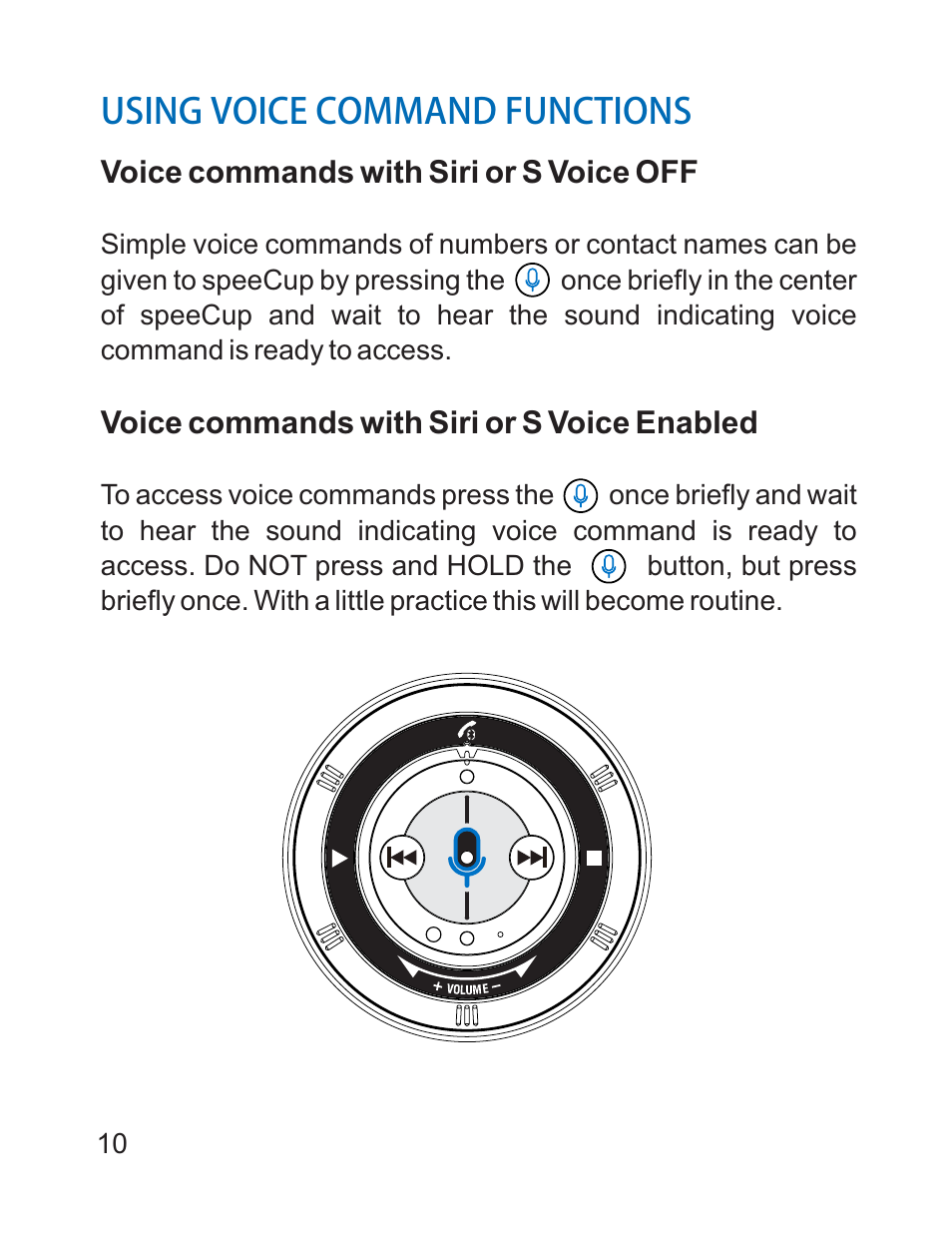 Using voice command functions | iCreation speeCup Product Information Guide User Manual | Page 11 / 16