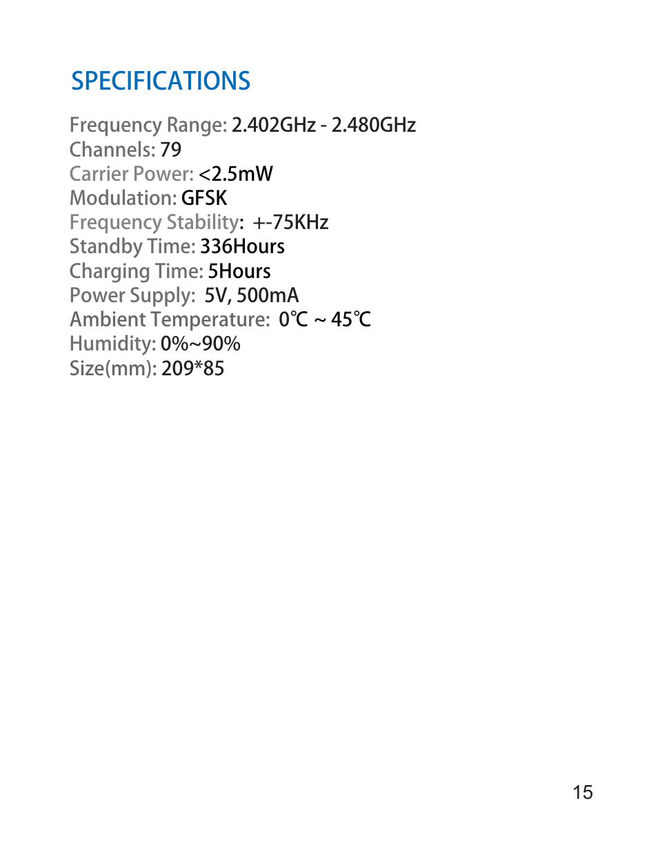 Charging, Specifications | iCreation speeCup Product Information Guide User Manual | Page 16 / 16