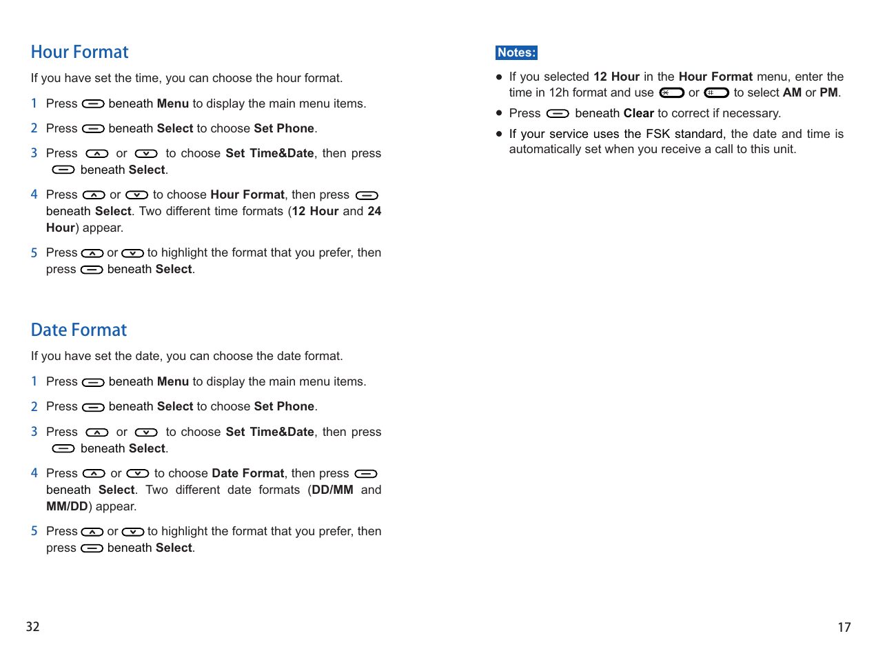 Date format, Hour format | iCreation i-900 User Manual | Page 32 / 46