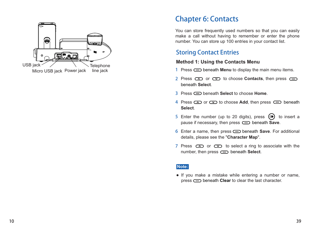 Chapter 6: contacts, Storing contact entries | iCreation i-900 User Manual | Page 39 / 46