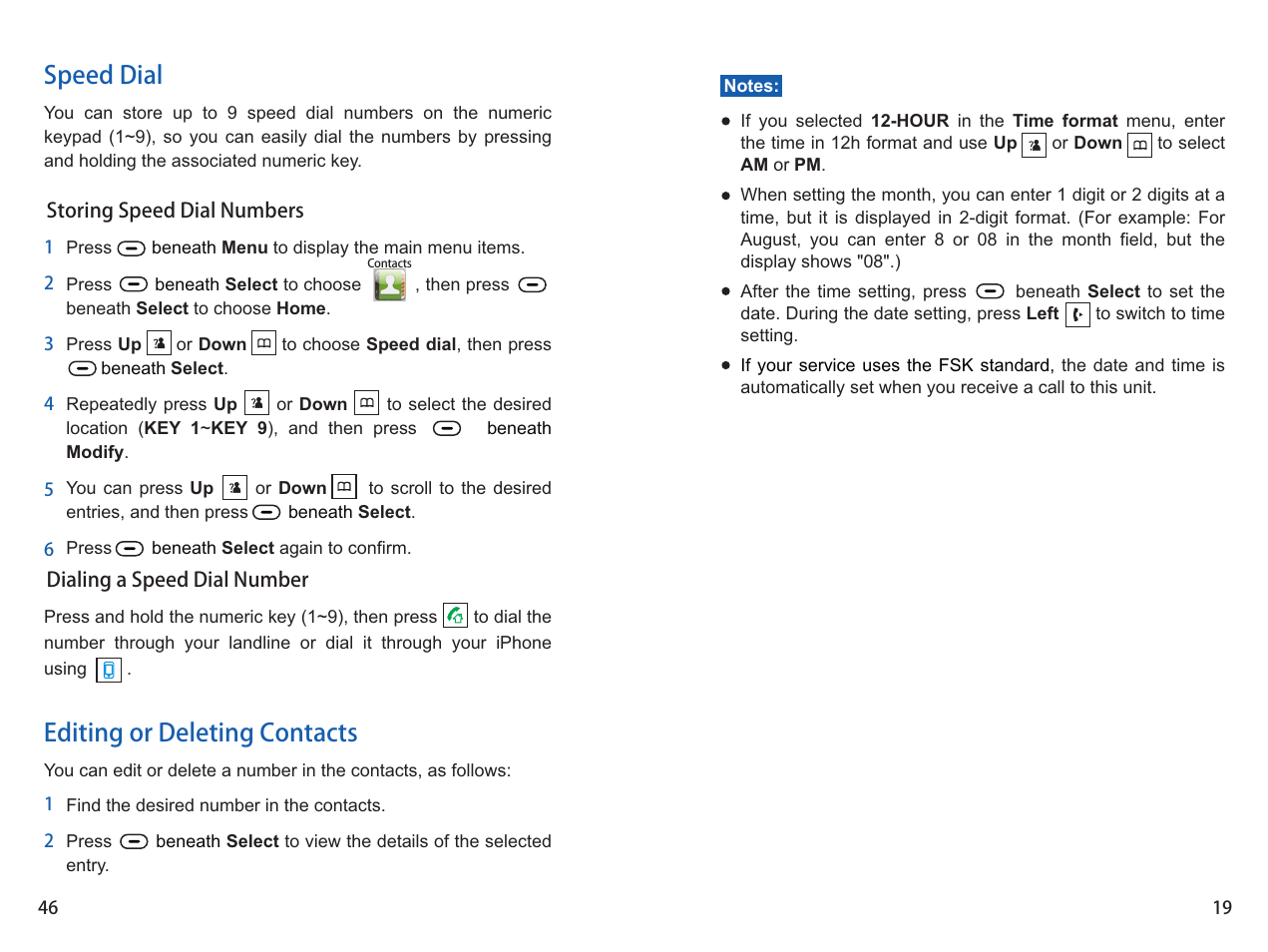 Speed dial, Editing or deleting contacts | iCreation i-800 User Manual | Page 20 / 64
