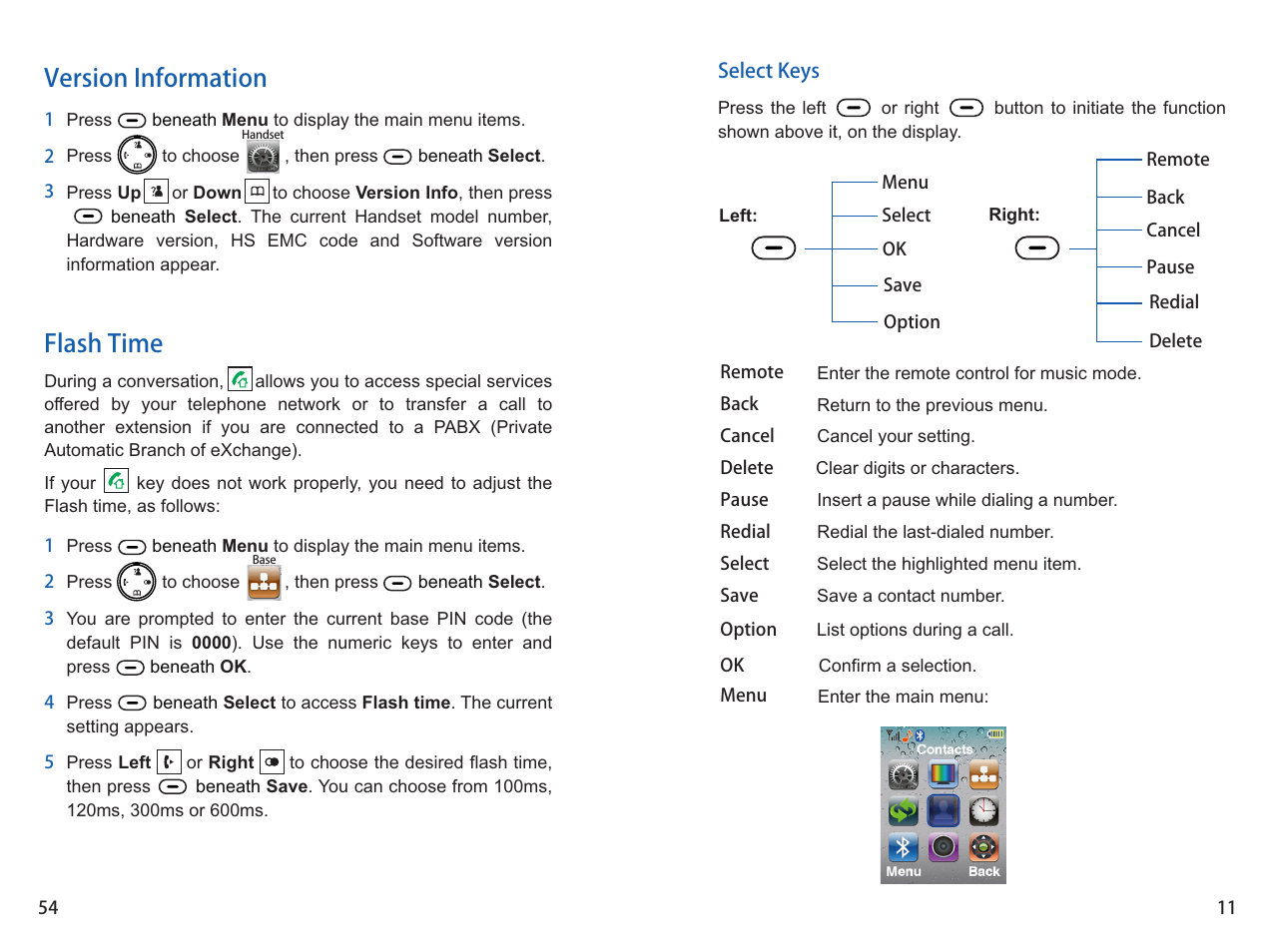 Flash time, Version information | iCreation i-800 User Manual | Page 55 / 64