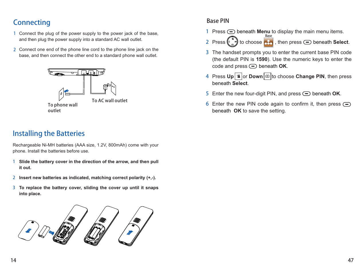 Connecting, Installing the batteries | iCreation i-700 User Manual | Page 48 / 62