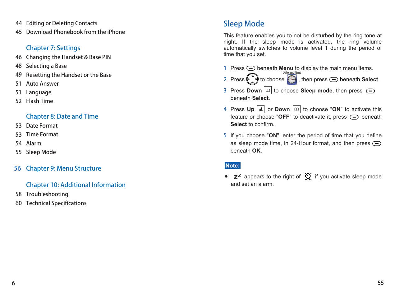 Sleep mode | iCreation i-700 Extension User Manual | Page 56 / 62