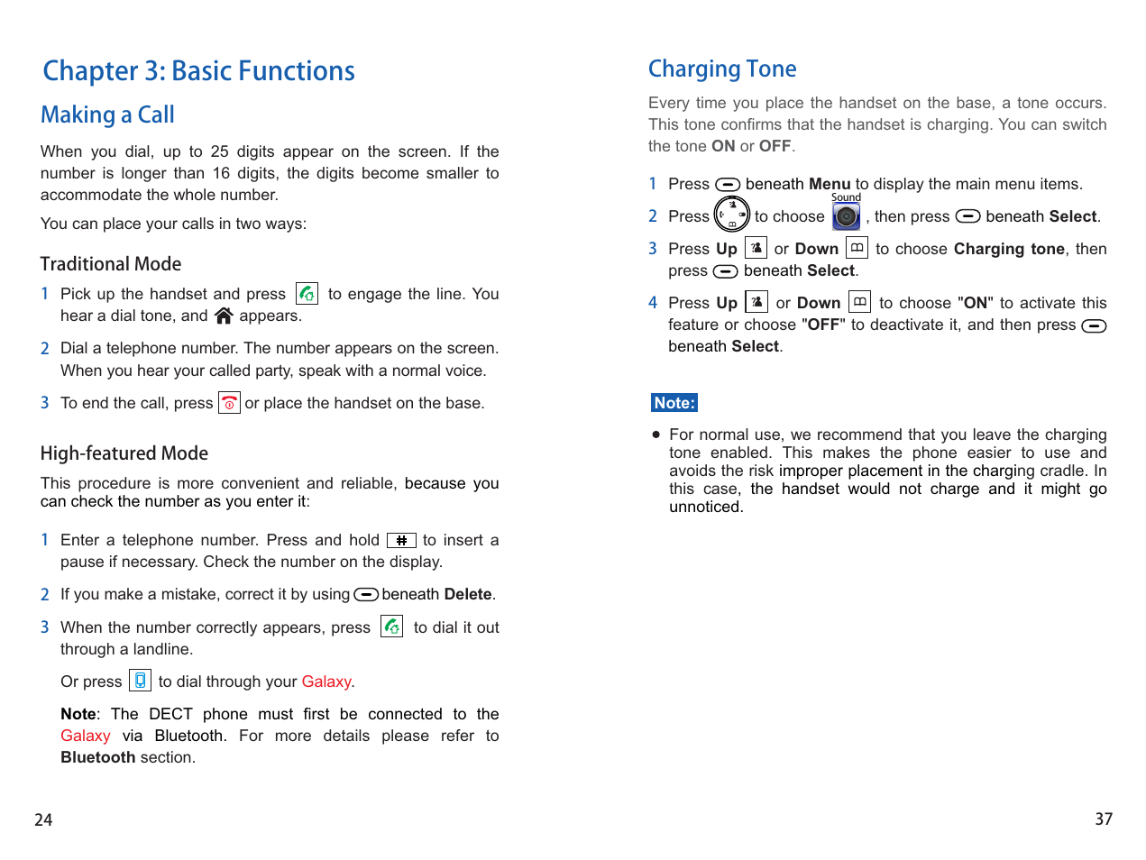 Chapter 3: basic functions, Charging tone, Making a call | iCreation G-700 user vanual User Manual | Page 25 / 62
