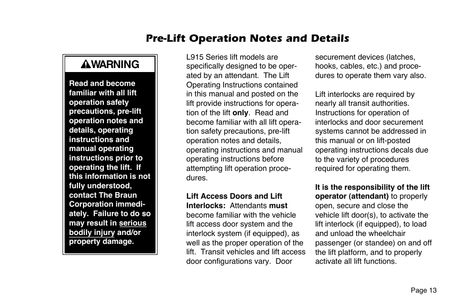 Warning | Braun 6 User Manual | Page 15 / 45