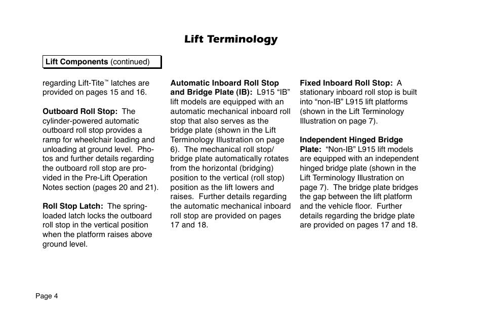 Lift terminology | Braun 6 User Manual | Page 6 / 45