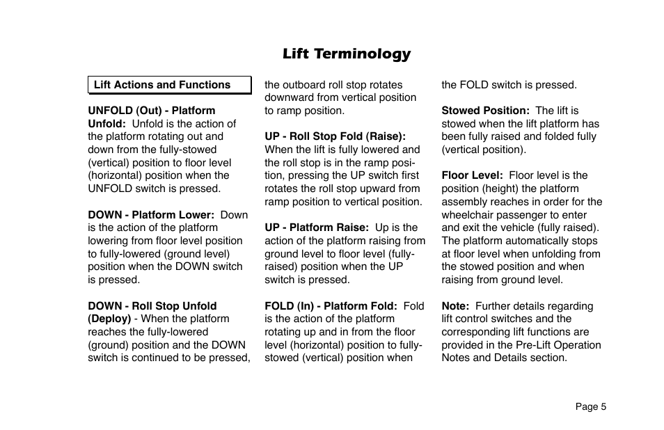 Lift terminology | Braun 6 User Manual | Page 7 / 45