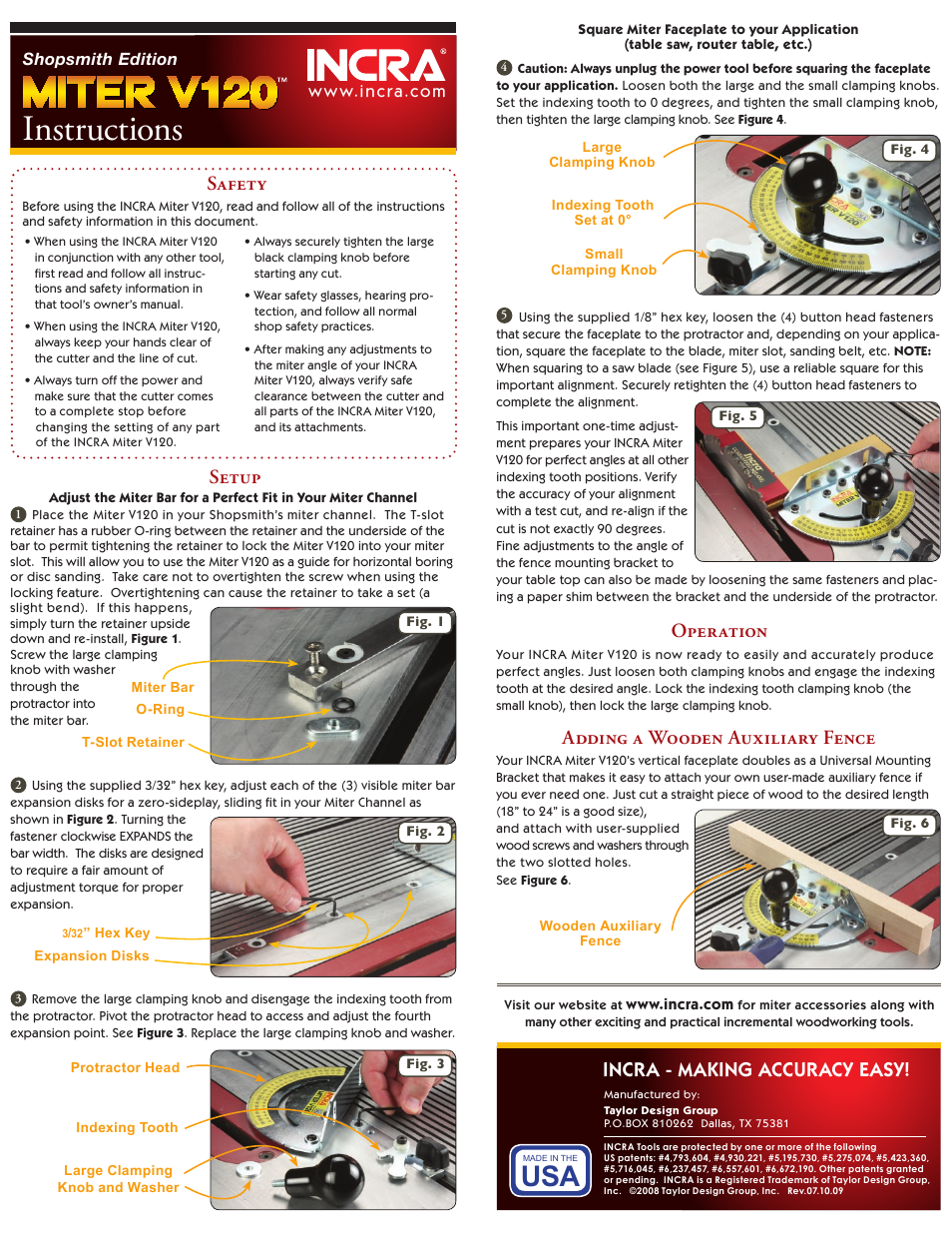 INCRA Miter V120 Shopsmith Edition User Manual | 1 page