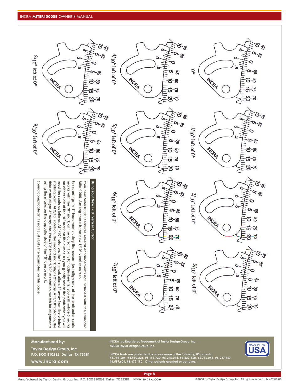 INCRA Miter 1000SE User Manual | Page 8 / 8