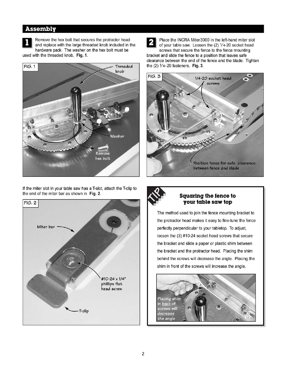 INCRA Miter 3000SE User Manual | Page 2 / 7