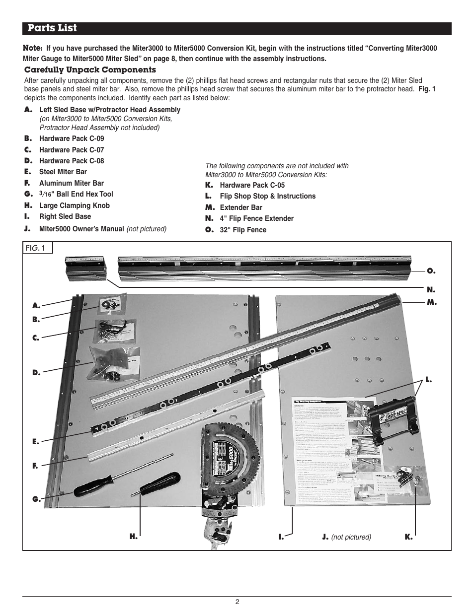 INCRA Miter 5000 with Sled & Telescoping Fence User Manual | Page 2 / 8