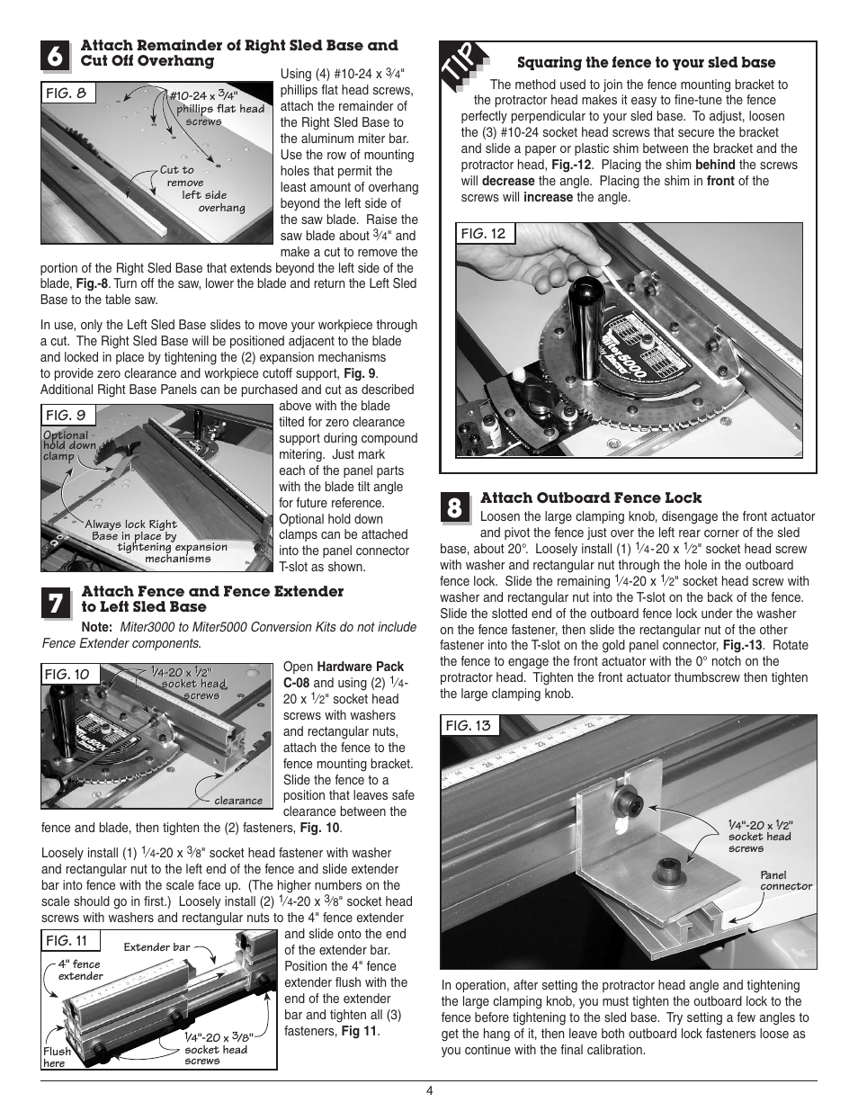 INCRA Miter 5000 with Sled & Telescoping Fence User Manual | Page 4 / 8