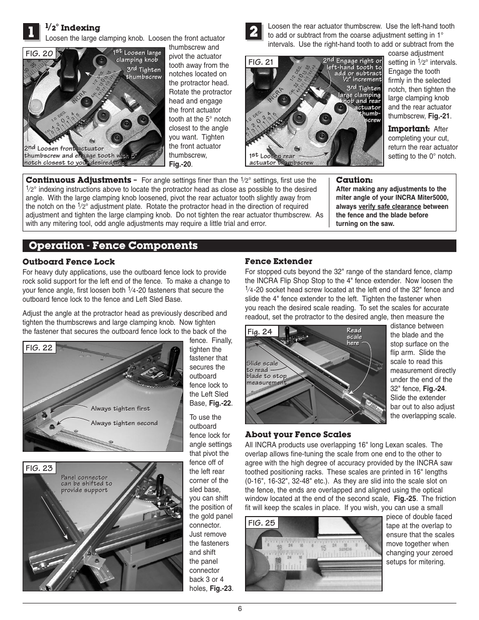 Operation - fence components | INCRA Miter 5000 with Sled & Telescoping Fence User Manual | Page 6 / 8