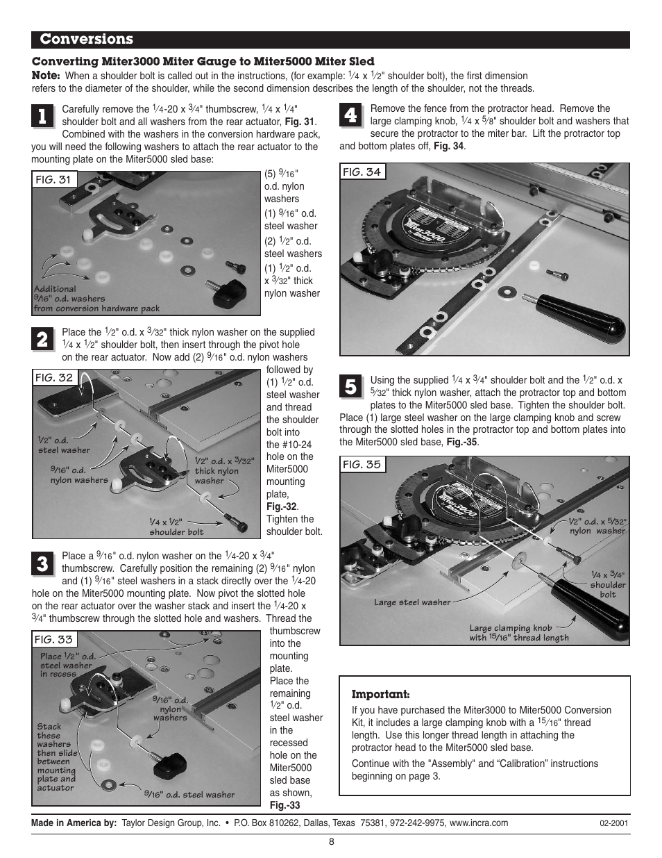 Conversions | INCRA Miter 5000 with Sled & Telescoping Fence User Manual | Page 8 / 8