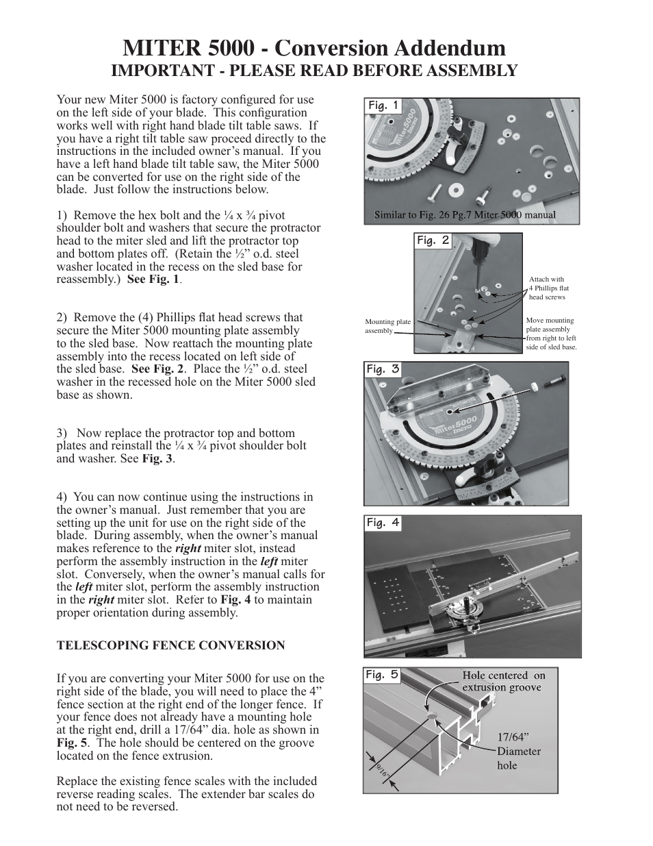 INCRA Miter 5000 Left-Tilt Table Saw User Manual | 1 page