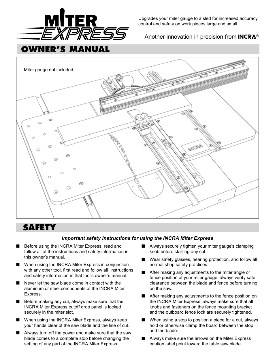 INCRA Miter Express User Manual | 8 pages