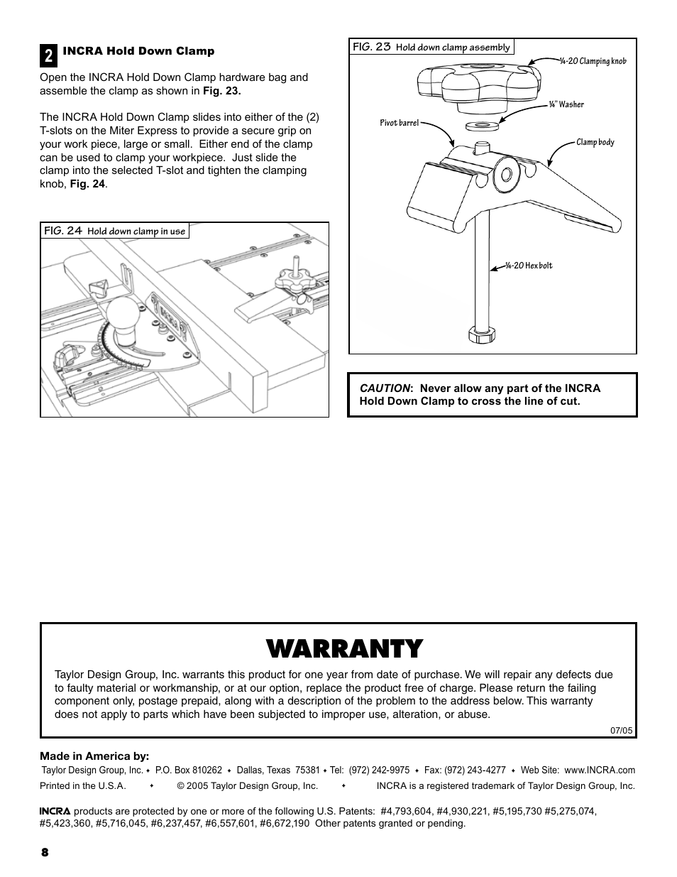 Warranty | INCRA Miter Express User Manual | Page 8 / 8