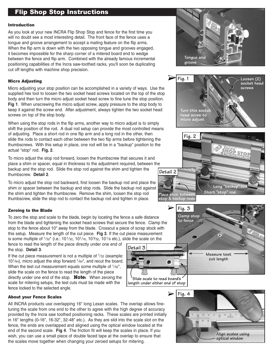 INCRA Flip Shop Stop User Manual | 2 pages