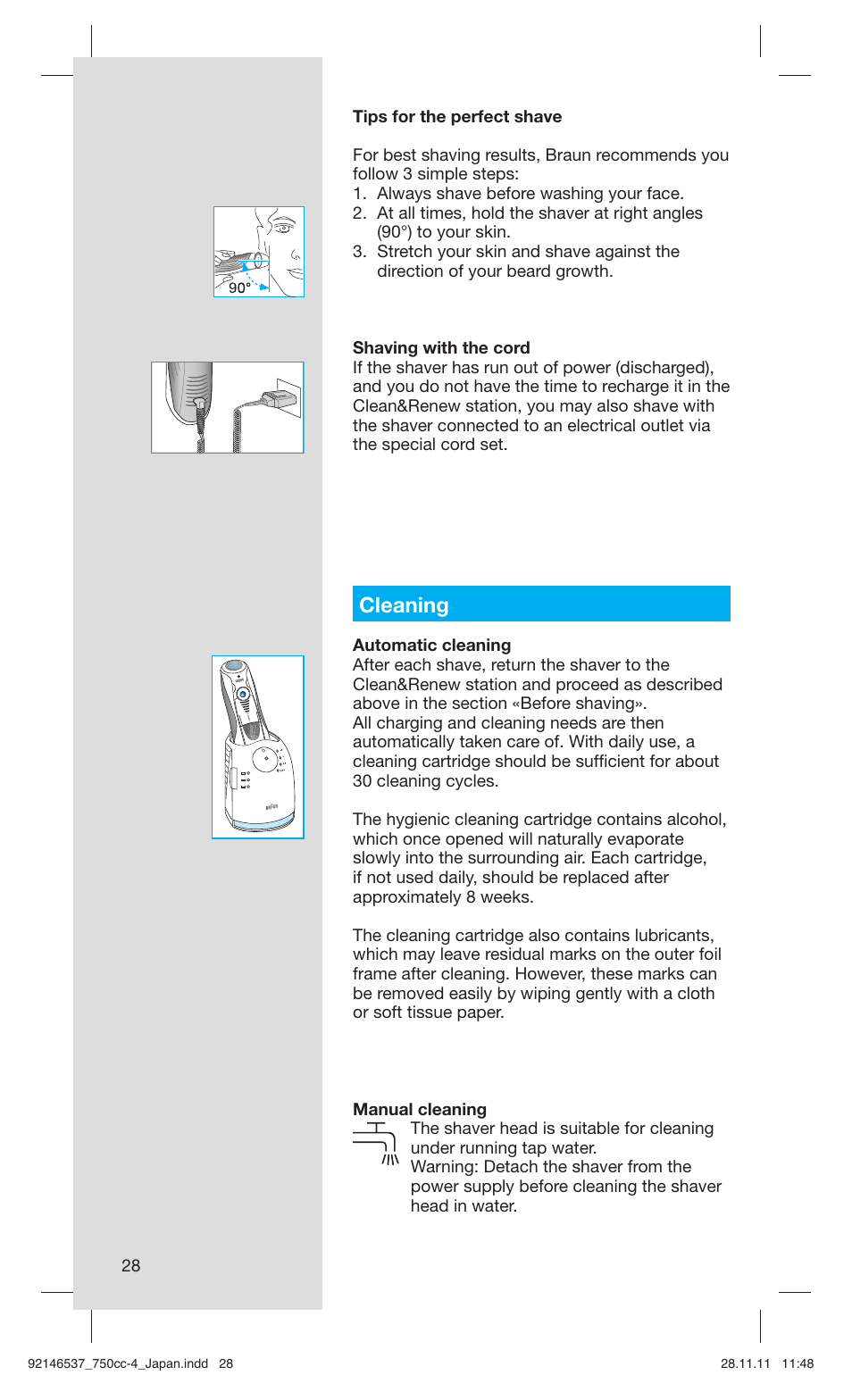 Cleaning | Braun 750CC-4 User Manual | Page 28 / 32