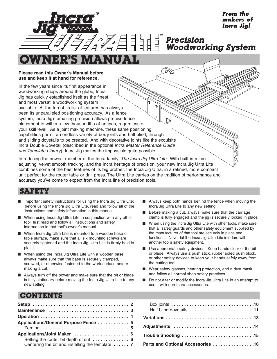 INCRA Ultra Lite User Manual | 9 pages