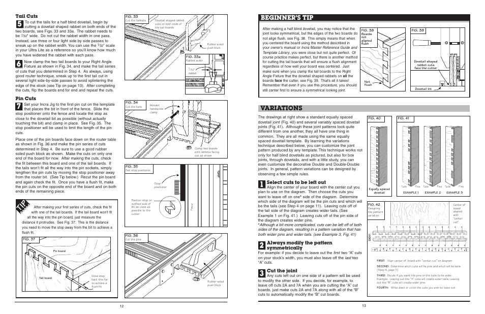 Variations, Beginner’s tip | INCRA Ultra Lite User Manual | Page 7 / 9