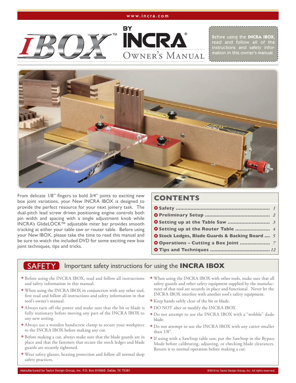 INCRA IBOX User Manual | 12 pages