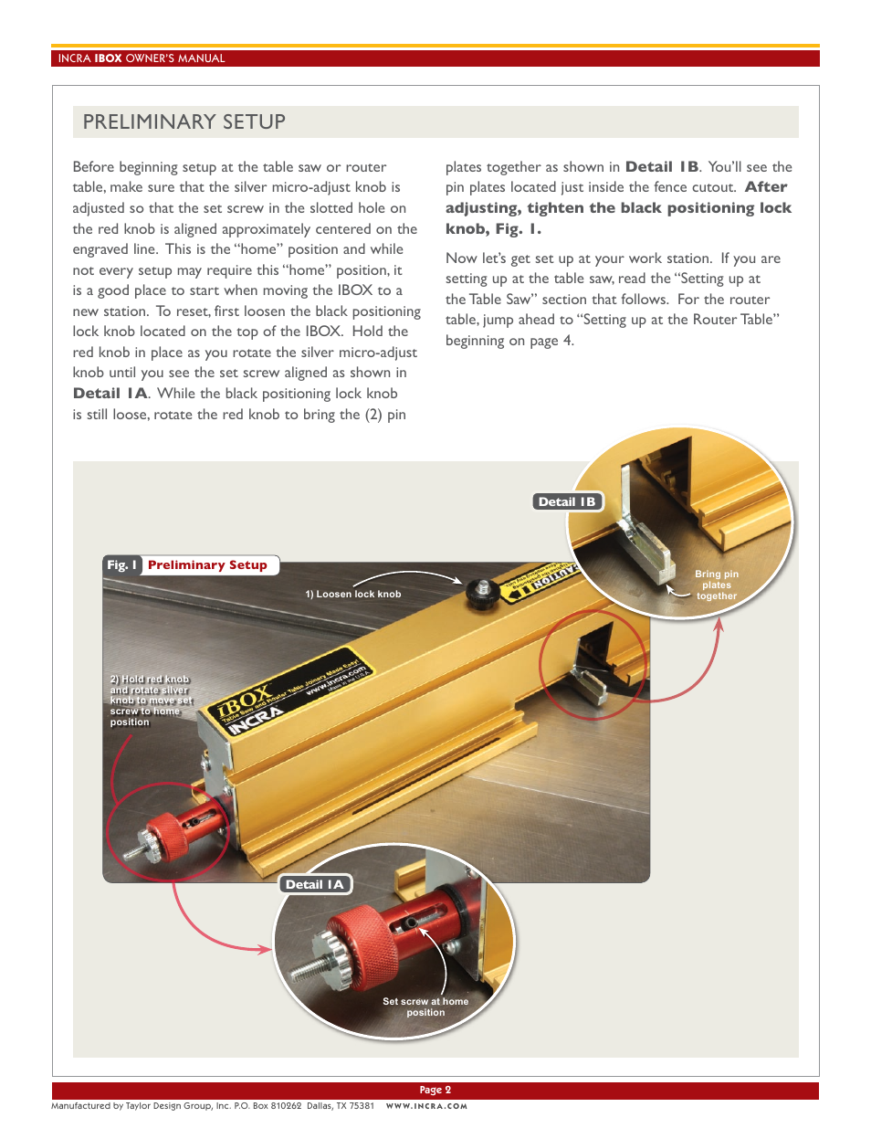 Preliminary setup | INCRA IBOX User Manual | Page 2 / 12