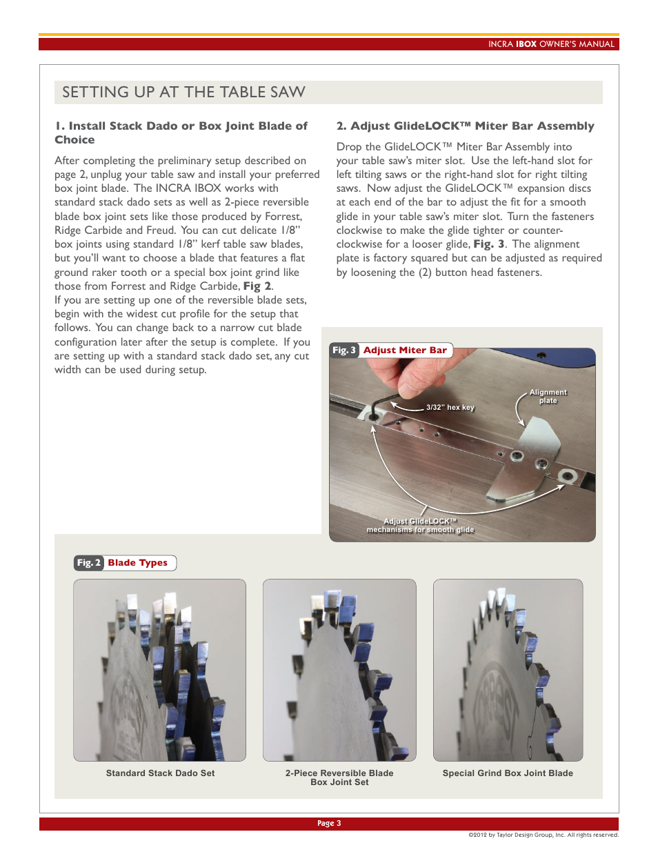 Setting up at the table saw | INCRA IBOX User Manual | Page 3 / 12