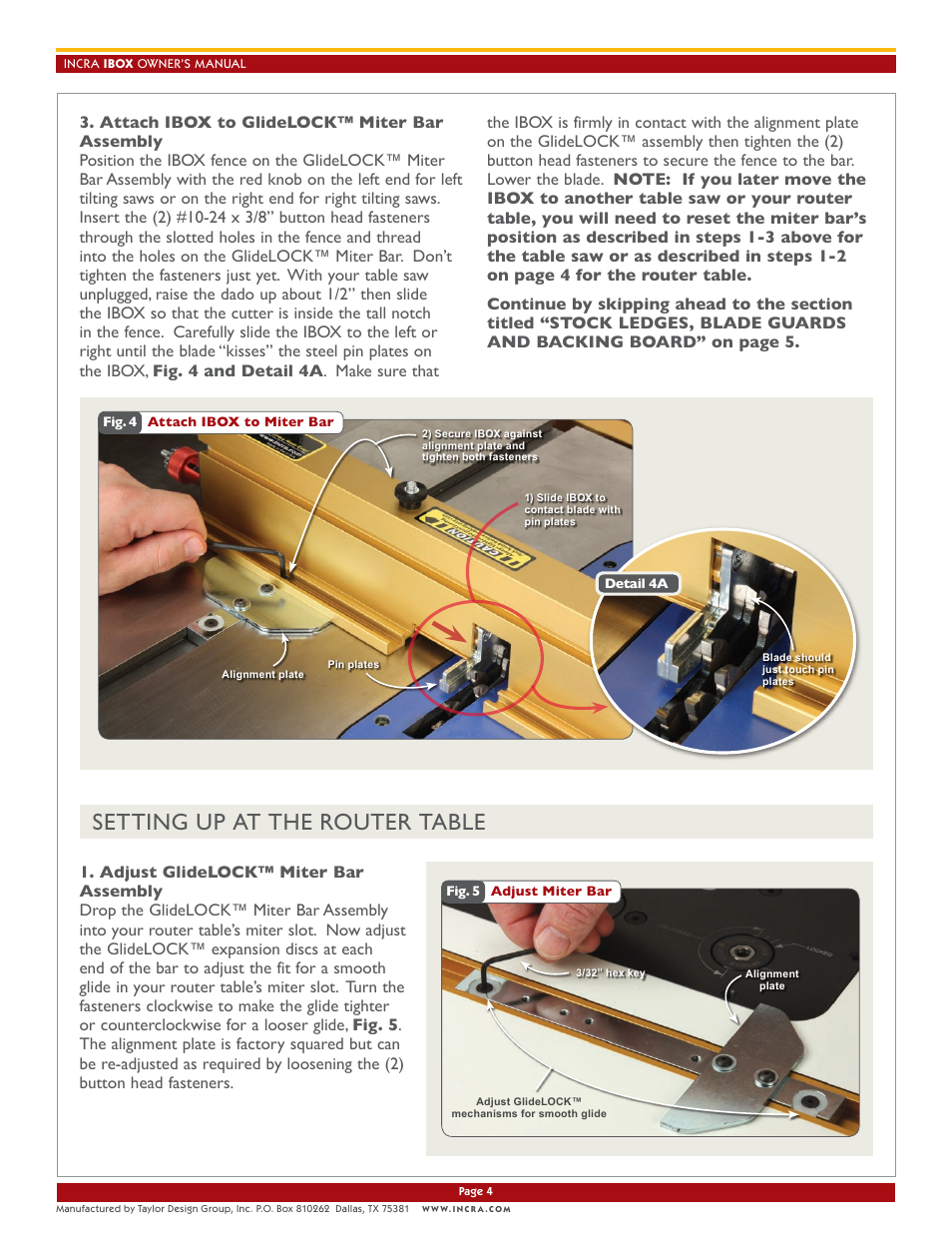 Setting up at the router table | INCRA IBOX User Manual | Page 4 / 12