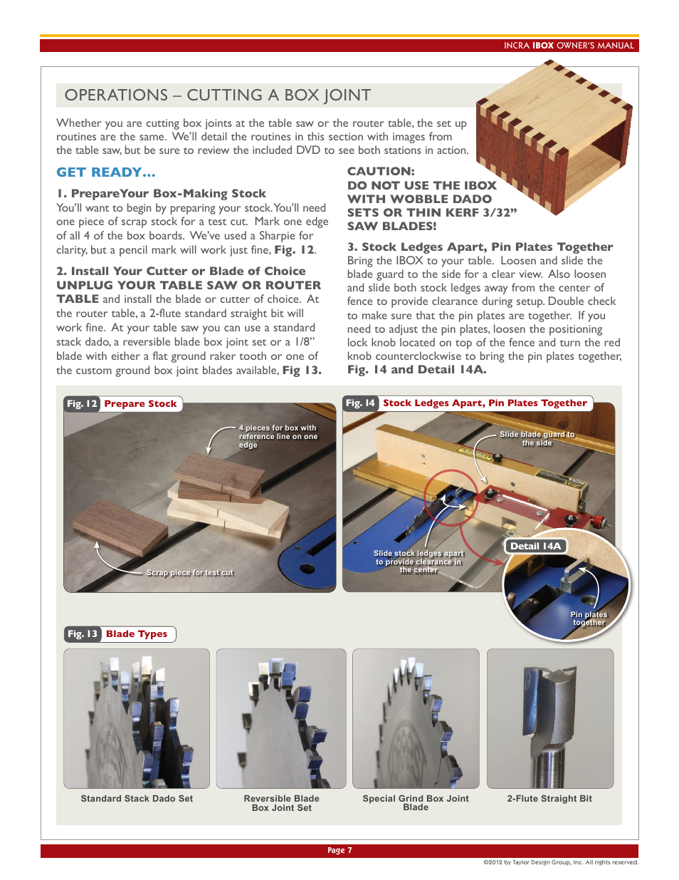 Operations – cutting a box joint, Get ready | INCRA IBOX User Manual | Page 7 / 12