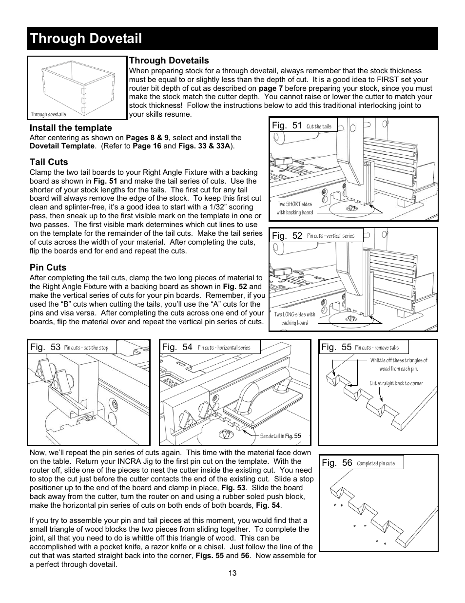 Through dovetail | INCRA Jig User Manual | Page 13 / 16