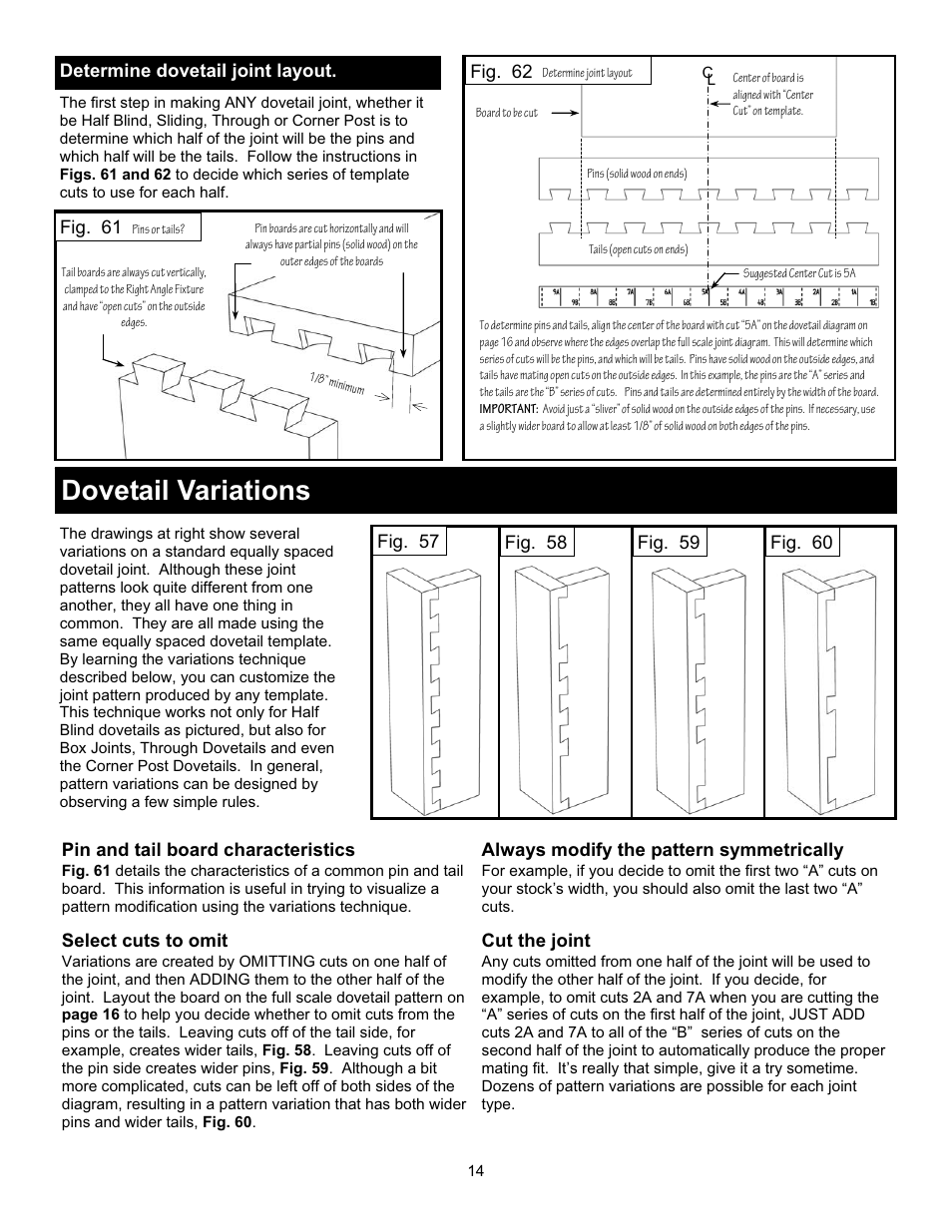 Dovetail variations | INCRA Jig User Manual | Page 14 / 16