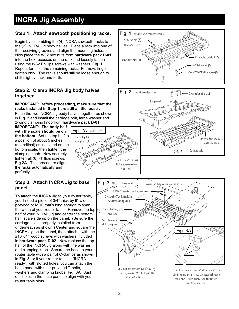 Incra jig assembly | INCRA Jig User Manual | Page 2 / 16