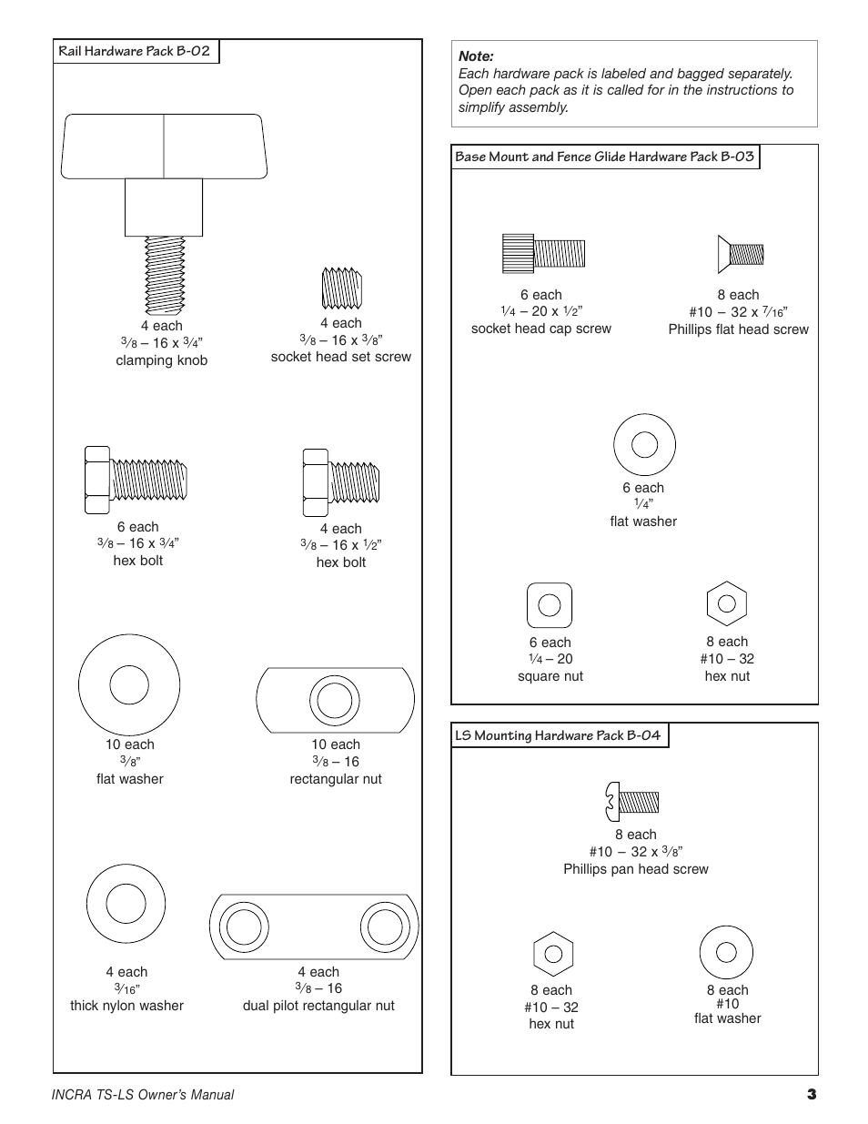 INCRA TS-LS Table Saw Fence User Manual | Page 3 / 12