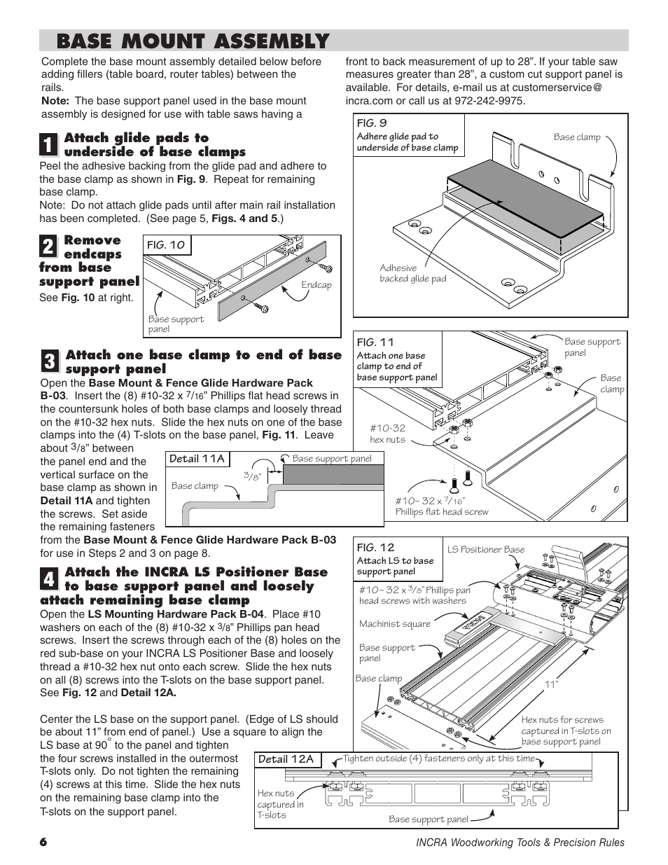 Base mount assembly | INCRA TS-LS Table Saw Fence User Manual | Page 6 / 12