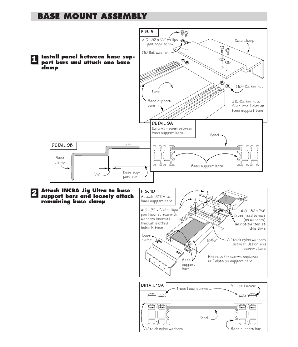 Base mount assembly | INCRA TS-II Table Saw Fence User Manual | Page 6 / 12