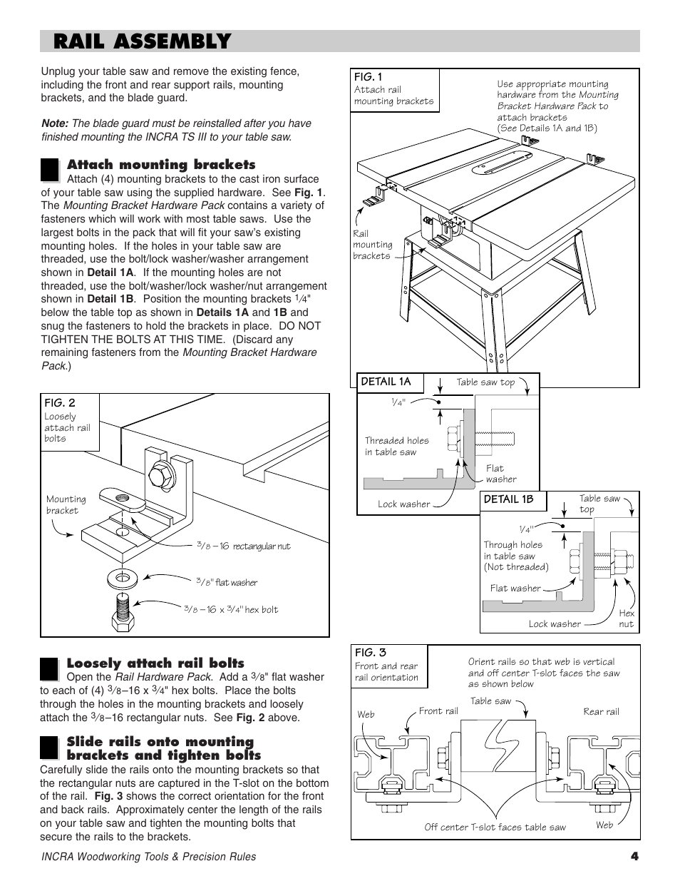 Rail assembly | INCRA TSIII Table Saw Fence User Manual | Page 4 / 12