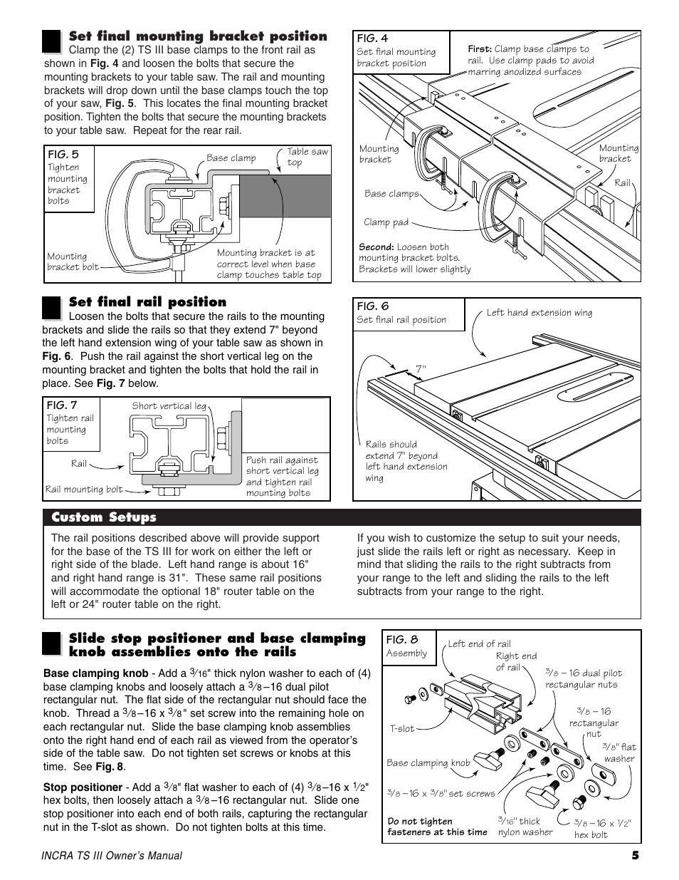 INCRA TSIII Table Saw Fence User Manual | Page 5 / 12