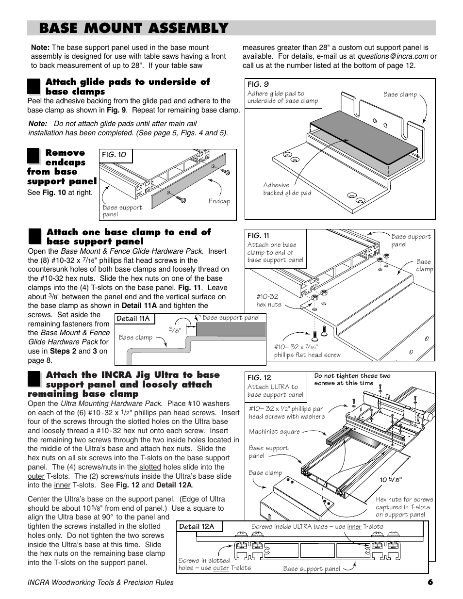 Base mount assembly | INCRA TSIII Table Saw Fence User Manual | Page 6 / 12