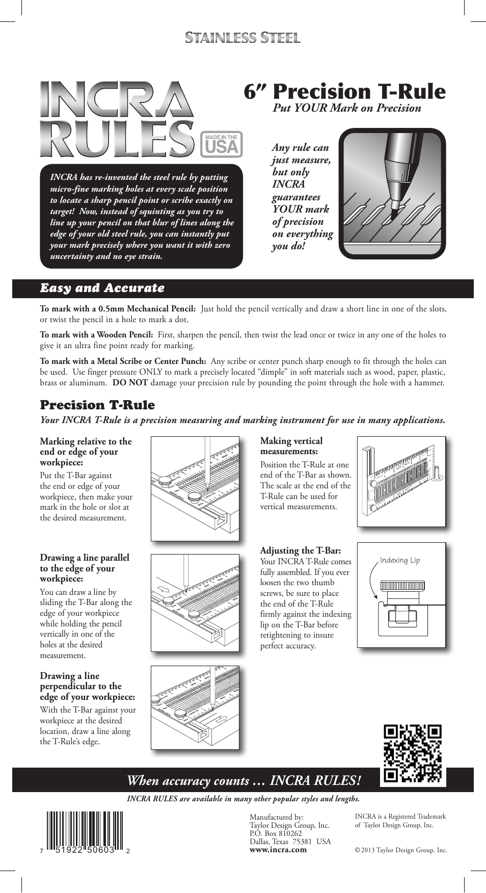 INCRA T-Rule User Manual | 1 page