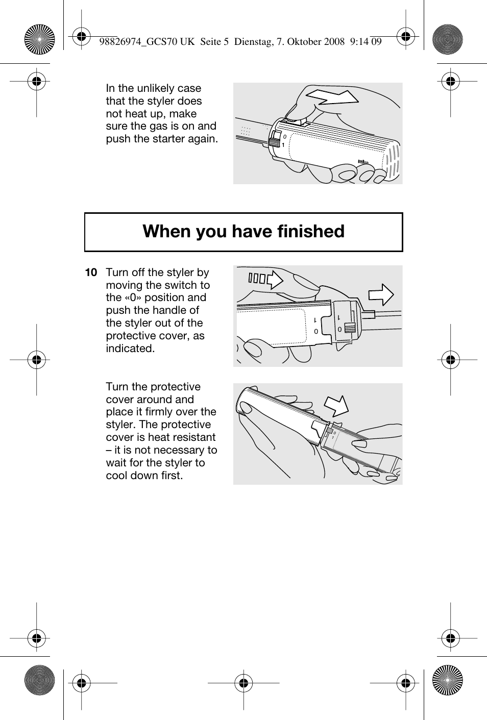 When you have finished | Braun CORDLESS POCKET STYLER GCS 70 User Manual | Page 6 / 8