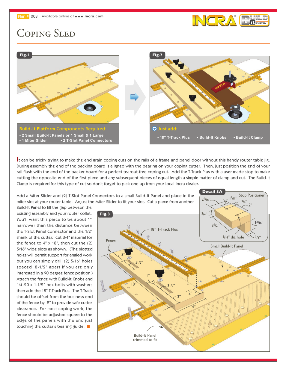 Coping sled | INCRA Build-It Starter Kit User Manual | Page 2 / 6