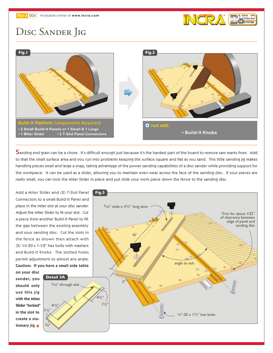 Disc sander jig | INCRA Build-It Starter Kit User Manual | Page 3 / 6