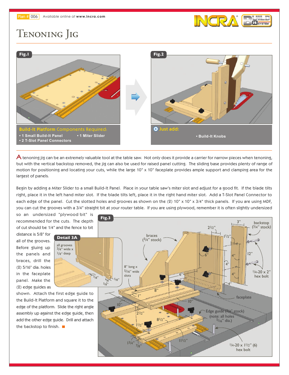 Tenoning jig | INCRA Build-It Starter Kit User Manual | Page 5 / 6