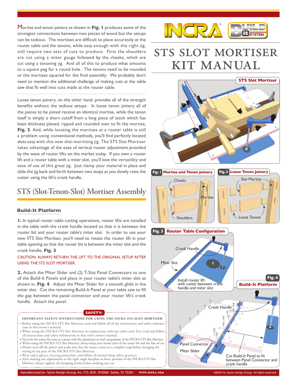 INCRA Build-It STS Slot Mortiser User Manual | 5 pages