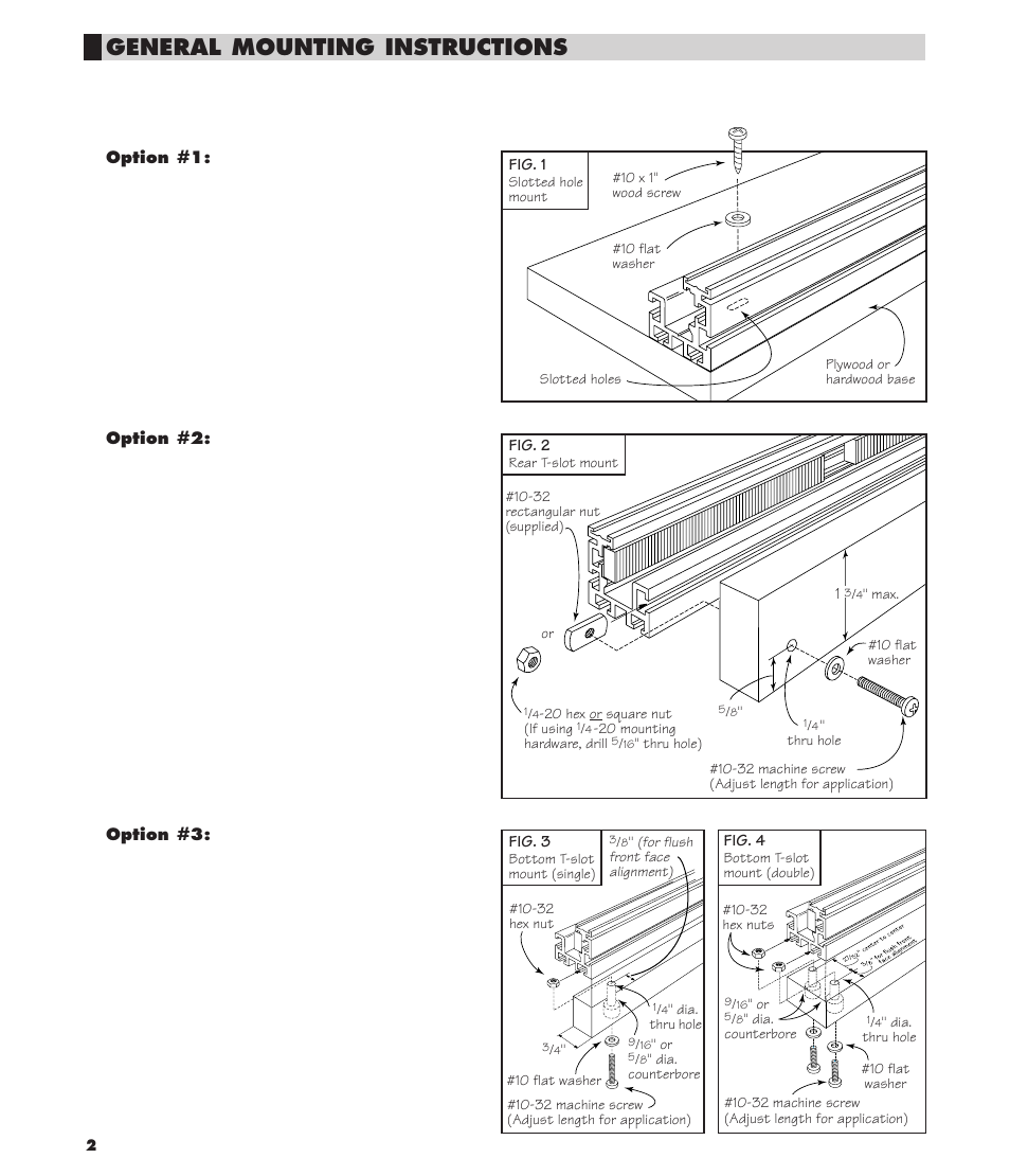 General mounting instructions | INCRA Track & Shop Stop User Manual | Page 2 / 8