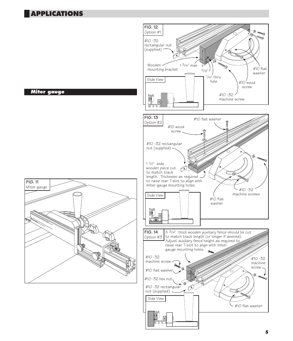 Applications, Miter gauge | INCRA Track & Shop Stop User Manual | Page 5 / 8