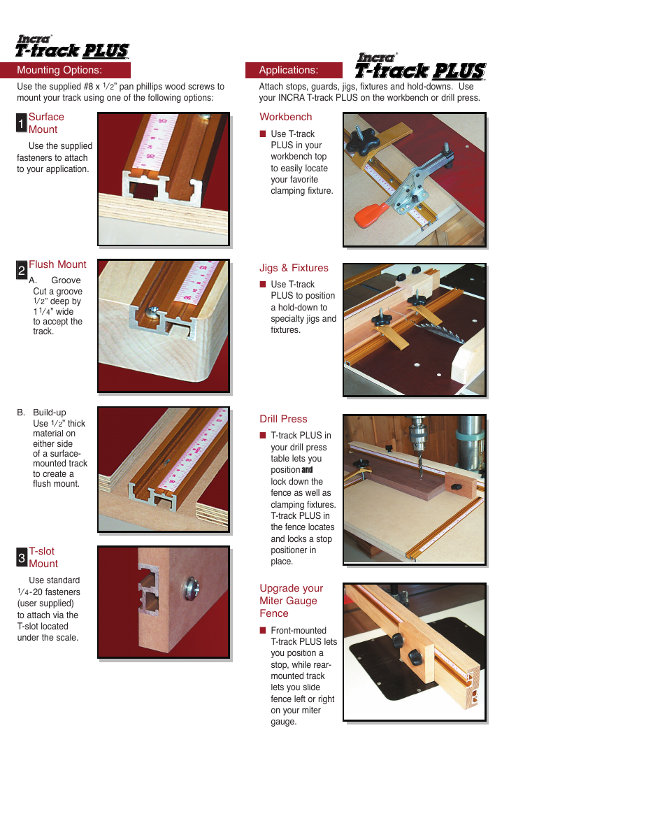 INCRA T-Track Plus w/Scale User Manual | 1 page