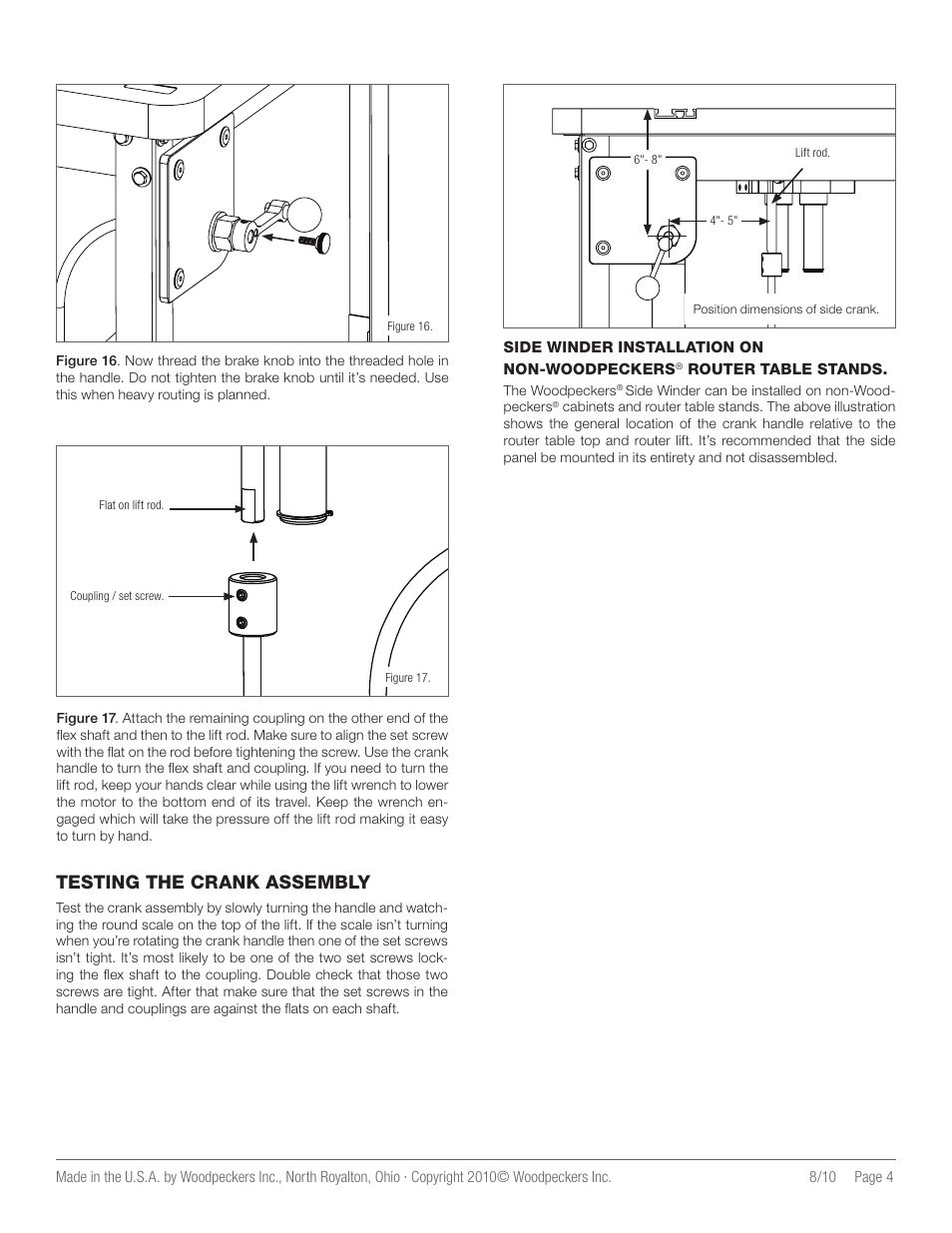 Testing the crank assembly | INCRA Side Winder HD Router Lift User Manual | Page 4 / 7